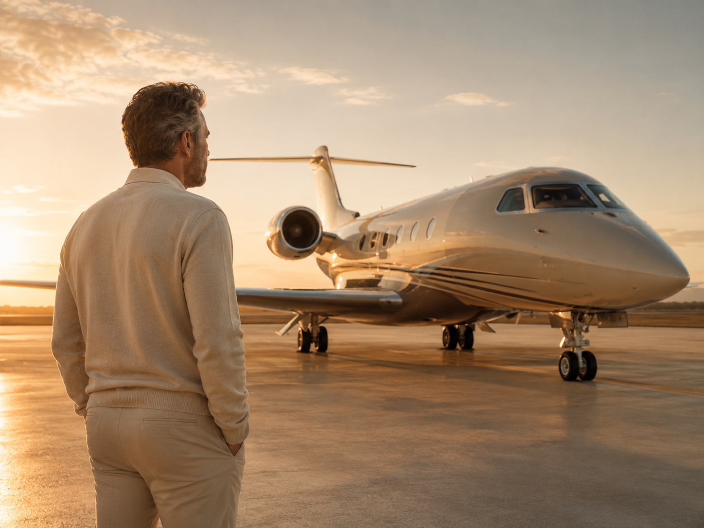 Aircraft owner looking at his aircraft
