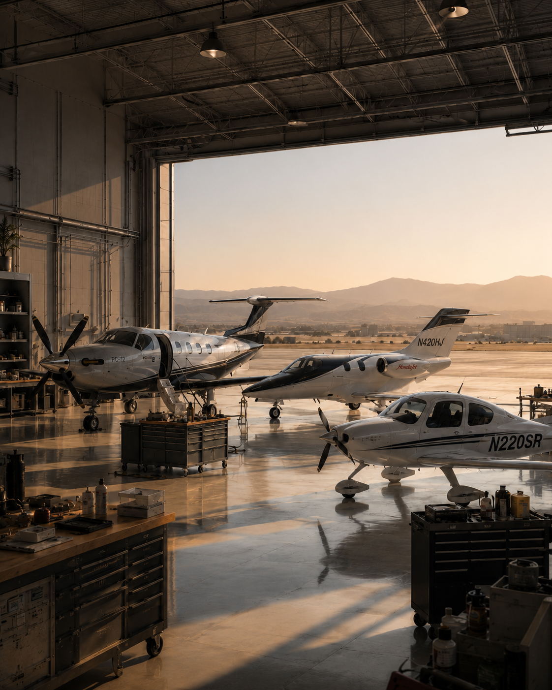 Operator in hangar looking at aircraft with a puzzled expression realizing the operational challenges he has to solve
